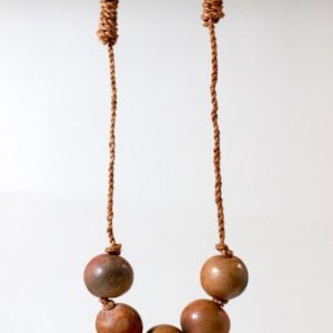 Smoke-fired clay and Birch Bark Necklace - (SOLD)